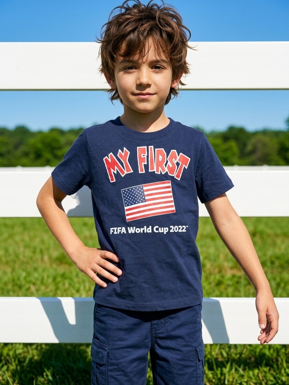 NWT Kids Navy 'My First' FIFA World Cup 2022 Graphic Tee sz 3T (Qatar)